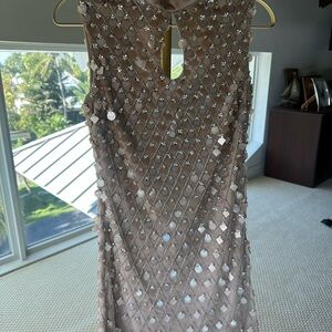 Aidan Mattox Champagne Sequin Midi Dress